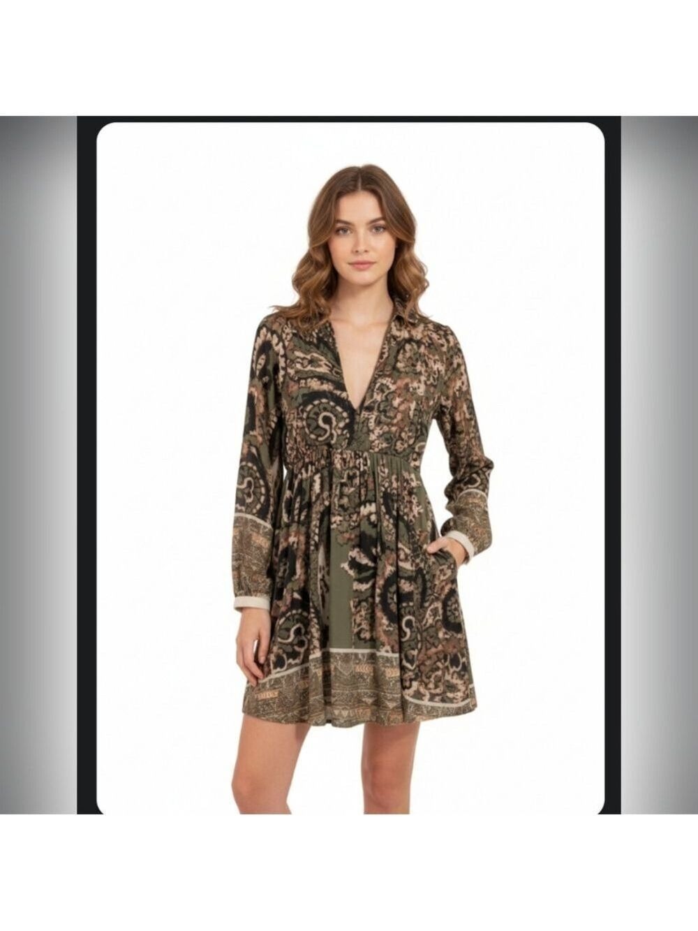 Free People Floral Mini Dress XS V Neck